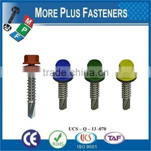Made in Taiwan Hex Washer Head Drill Point Blue Zinc Coated Colored Roofing Self Tapping Screw thumbnail-2
