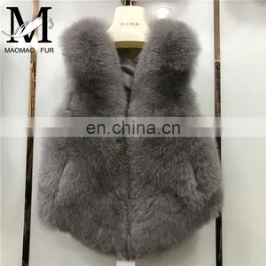 2017 New Jiaxing Winter Warm Fsahion Long Women Fox Fur Vest Real Fox Fur Coat thumbnail-1