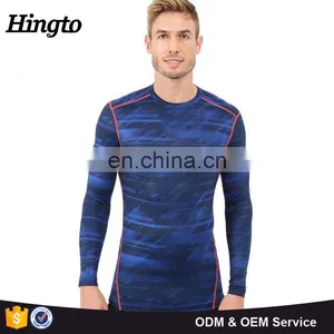 Polyester / Elastane Stretch Workout Compression Wear Sports Men Long Sleeve t Shirts thumbnail-1