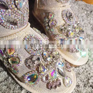 Aidocrystal Handmade Winter Style Rhinestone Decor Warm Snow Boots for Little Girls thumbnail-5