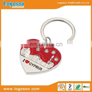 Custom Logo Metal Heart Rhinestone Keychain thumbnail-1