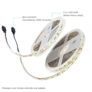 DC12V CCT LED Strip 5050 60LEDs/m,5M/lot IP20 / IP65 Color Temperature Adjustable 2 IN 1 White+Warm White CWW LED Strip thumbnail-2