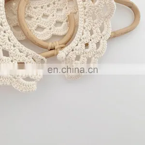 2020 Autumn New Ins Baby Girl Two-color Lotus Leaf Collar Wild Hand Hook Collar Female Baby Cotton Crochet Flower Collar thumbnail-4