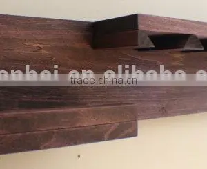 Antique Style Solid Wooden Wine Wall Shelf With Glasses thumbnail-4