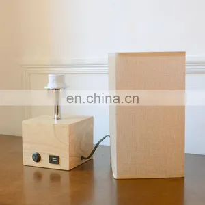 Solid Wood Table Lamp USB Home Living Room Bedroom Bedside Led Night Light Creative Warm Light Remote Control Lamp thumbnail-6