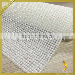 White Beads Crystal Hot Fix Rhinestone Mesh for Straps FRM-239 thumbnail-2