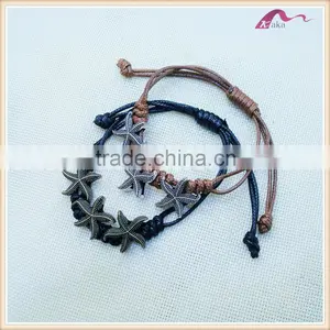 Latest Designs Handmade Starfish Leather Cord Bracelet Charms thumbnail-1