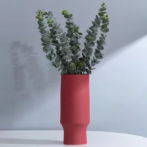 Red European Morandi Color Simple Modern Fashion Ceramic Plant Vase For Hotel Decor thumbnail-2