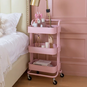 Vegetable Trolley On Wheels Trolley Rack For Kitchen Small White Kitchen Cart thumbnail-2