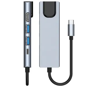 Type-C Docking Station Type-C to HDMI Gigabit Network Port RJ45 Five in One HUB thumbnail-2