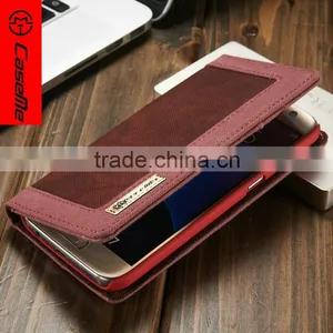 2016 Wholesale Premium Canvas+Jean PU Leather Mobile Phone Flip Cover Case / Card Slots Flip Case for Samsung Galaxy S7 S7 Edge thumbnail-3
