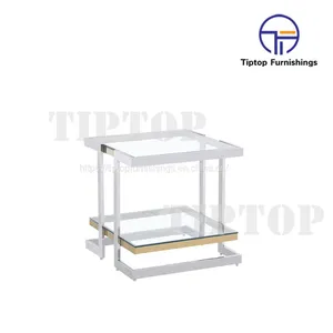 Modern Silver Stainless Steel Square End Table White Marble Top Side Table for Home Hotel thumbnail-1
