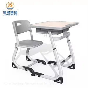 JS School Furniture Height Adjustable Classroom Desk and Chair for Primary School thumbnail-3