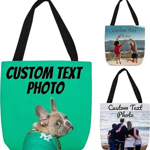 Personalized Tote Bags With Photo and Text - Custom Reusable Grocery Bag for Daily Use Gifts - Customized Handbag thumbnail-1