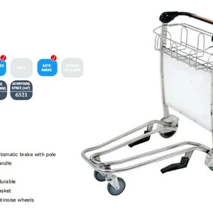 High Quality Airport Luggage Baggage Trolley Cart Hand Brake Airport Trolley thumbnail-2