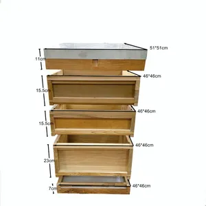 Pine Wood British Beehive With Wooden Frame and Nets Three Layers Each 10 Frames thumbnail-1