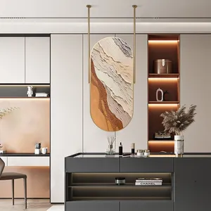 Hotel Intelligent Bathroom Mirror Hanging Rod Mirror Suspended Elliptical Washbasin Double-rod Luxury Illuminated Mirror thumbnail-5