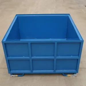 Large Warehouse Storage Galvanized Foldable Logistics Turnover Box Steel Pallet Box thumbnail-1
