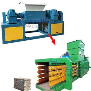 High Efficiency Dual Axis Textile Fabric Waste Cable Metal Shredding and Garbage Baling Production Line thumbnail-1
