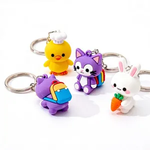 Promotional Gifts Key Chains Manufacturer Custom 3D Cartoon Logo Design Soft PVC Rubber Keychains With Wrist Strap thumbnail-1