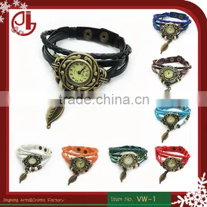Cheap Leather Strap Quartz Watch Vintage Lady Wrist Watch Women thumbnail-1
