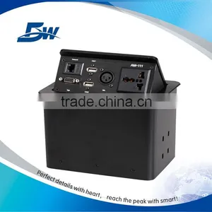 BW-T651 Aluminum Pop Up Desk Socket Black For Meeting Table Power Data Solution thumbnail-1