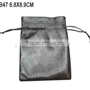 China Manufacture Custom Drawstring Faux Leather Jewelry Gift Bag B47 thumbnail-1