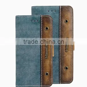 Genuine Leather & Denim Jean Flip Cell Phone Case/Booklet With Card Slots for IPhone 6/6plus for Lady/female Quality Choice thumbnail-4
