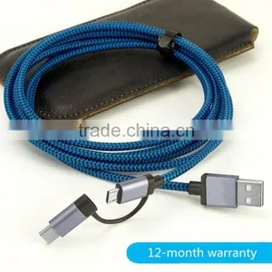 Durable Aluminum Electric Wire Micro USB + USB-C Data Cable thumbnail-5