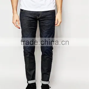 Cuffed Skinny Men Denim Jean Black Color Fade Proof Men Jean OEM Service thumbnail-1