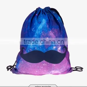 2016 Fashion Summer Backpack Drawstring Bag Galaxy Mustache Digital Print Sewing No Raw Edges Tote Tutorial With Travel Stuff thumbnail-1
