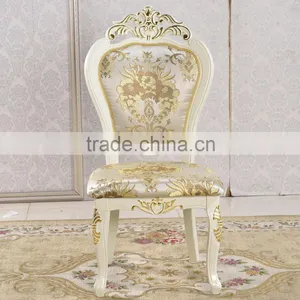 Italian Antique Style Gold Leaf Baroque Dining Chair Luxury White Wedding Chair thumbnail-1