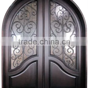 Wood Wrought Iron Entry Door thumbnail-1
