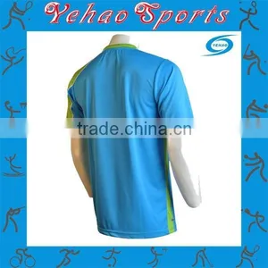 Competition Green Blue Striped Soccer Jersey Official Design Jersey thumbnail-3