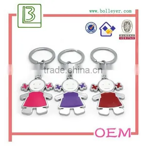 Custom Metal Alloy Silver Tone Enamel Cartoon Figure Keychain thumbnail-1