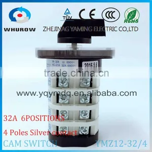 Cam Switch YMZ12-32/4 0-6 Positions 32A Ui 690V 4 Poles White Black Changeover Rotary Switch Sliver Point Contacts thumbnail-4