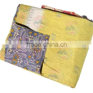 HANDMADE VINTAGE SARI PATCHWORK KANTHA QUILTS Directly From Manufacturer in India thumbnail-1