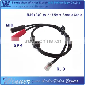 RJ9 Adaptor Cables Double 3.5mm Jacks to RJ9 Connector for PC ,telephone Headset thumbnail-1