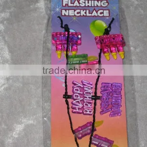 Colorful Happy Birthday Flashing Necklace Cake Candles Celebrate NEW! thumbnail-3