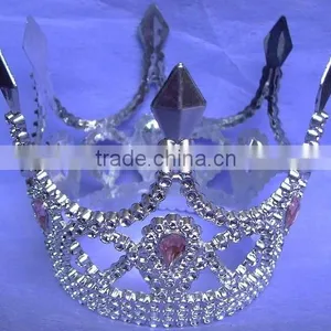 8cm Highx12cm Diameter Metallic Silver Plastic Tiaras Round King Tiaras and Crowns thumbnail-1