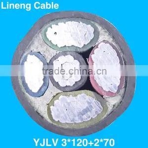 Lineng YJLV 3*120+2*70 Low Voltage 3+2 Core Aluminum Electrical Power Cable thumbnail-1