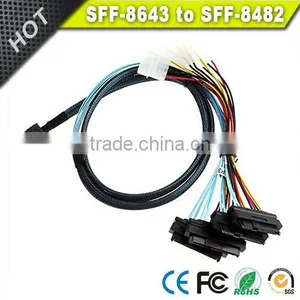 1 Meter Internal Mini SAS HD SFF-8643 to 4 x 29-Pin SAS SFF-8482 Cable thumbnail-1