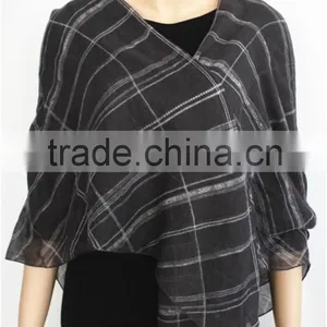 Grey Printed Viscose Scarf thumbnail-2