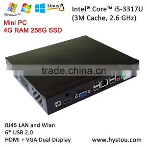 3D Game Server ITX i5 Mini Intel PC HTPC 3317u With 4G RAM 256G SSD HDMI+VGA 6*USB Dual HD WiFi Windows8/XP Pro Remote Air Mouse thumbnail-1