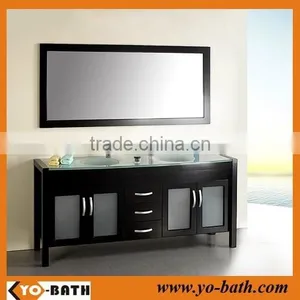 72 Inch Double Glass Sink Bath Cabinet thumbnail-1