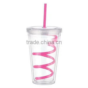 450ml Plastic Juice Cup With Colorful Lid and Straw thumbnail-6