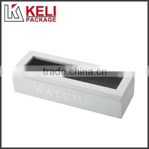White Wooden Watch Box With Window for Five Watches Use thumbnail-1