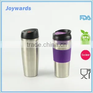 Easy Handle 450ml Stainless Steel Mug With Plastic Lid thumbnail-1