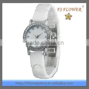 FS FLOWER - 2015 New Fashion Lady Watch With White Ceramic Watch Band thumbnail-1
