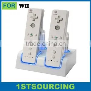 For Wii Remote Dual Charger Station With 4 Recharger Bettery thumbnail-1